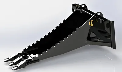 CL Fabrication stump bucket with excavator teeth, studio render