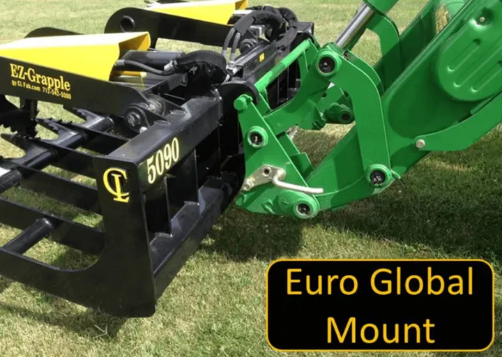 EZ Grapple 5090 with Euro Global Mount on a green tractor loader
