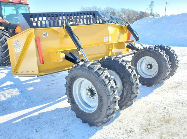V-Shape Box Scraper with top extension, side view in snow