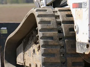 Rubber track on a Bobcat compact track loader
